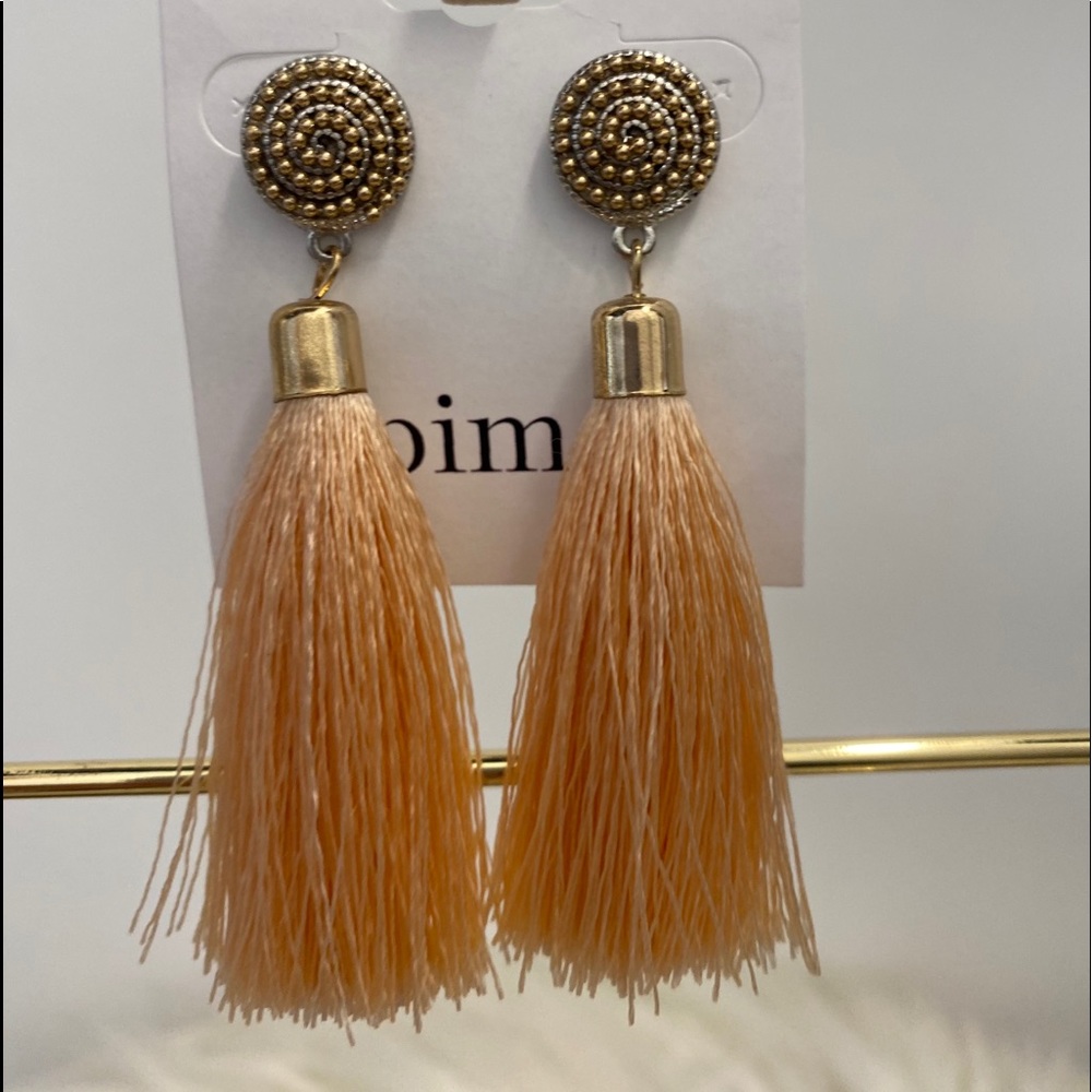 Peach tassel earrings